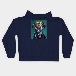 Beautiful Great Dane on Blue Kids Hoodie